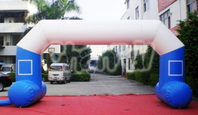 blue white inflatable arch
