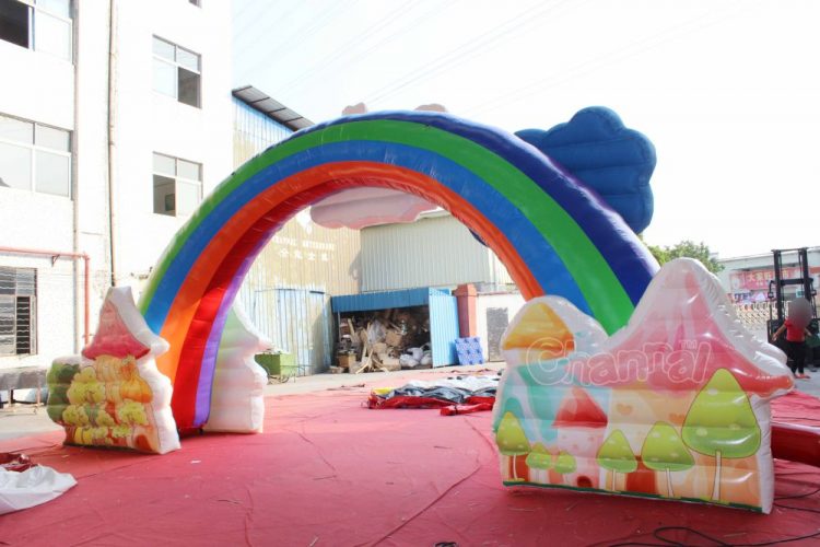 inflatable rainbow arch with cloud for family day