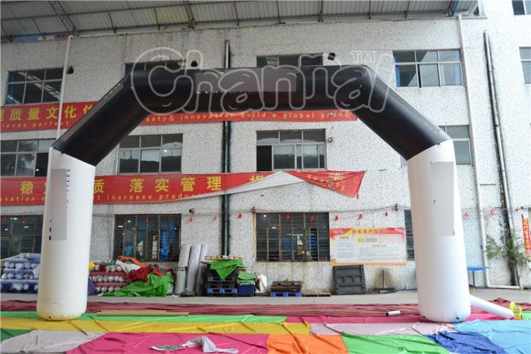 black white inflatable arch