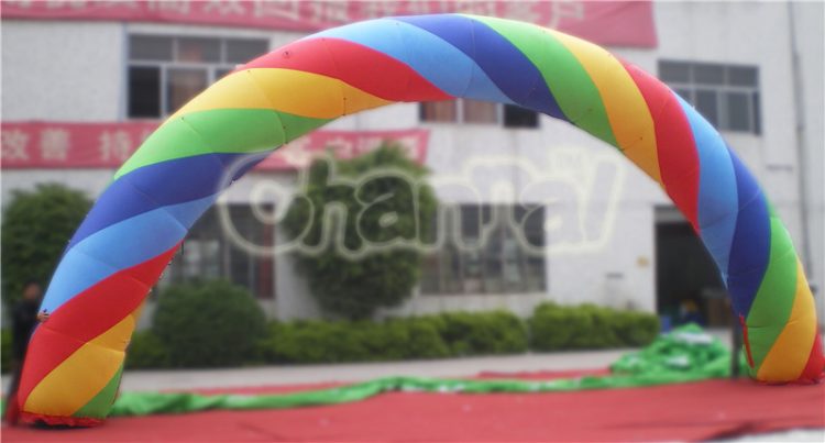 spiral rainbow inflatable arch