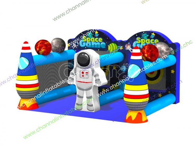 space theme inflatable axe throw game