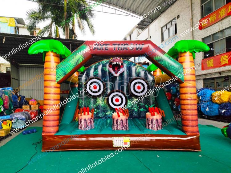 dino theme inflatable axe throwing game