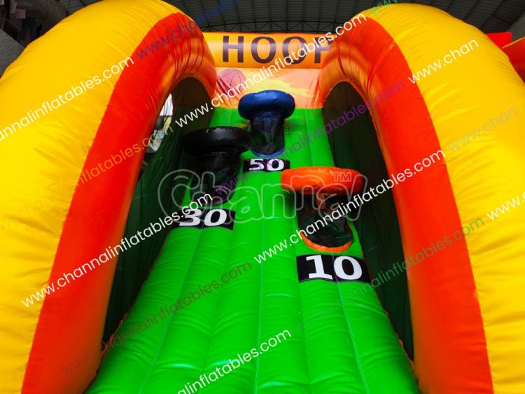 3 basketball hoops with different scores