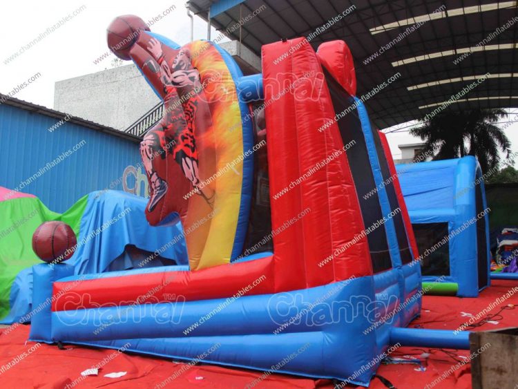 side view of inflatable basketball game