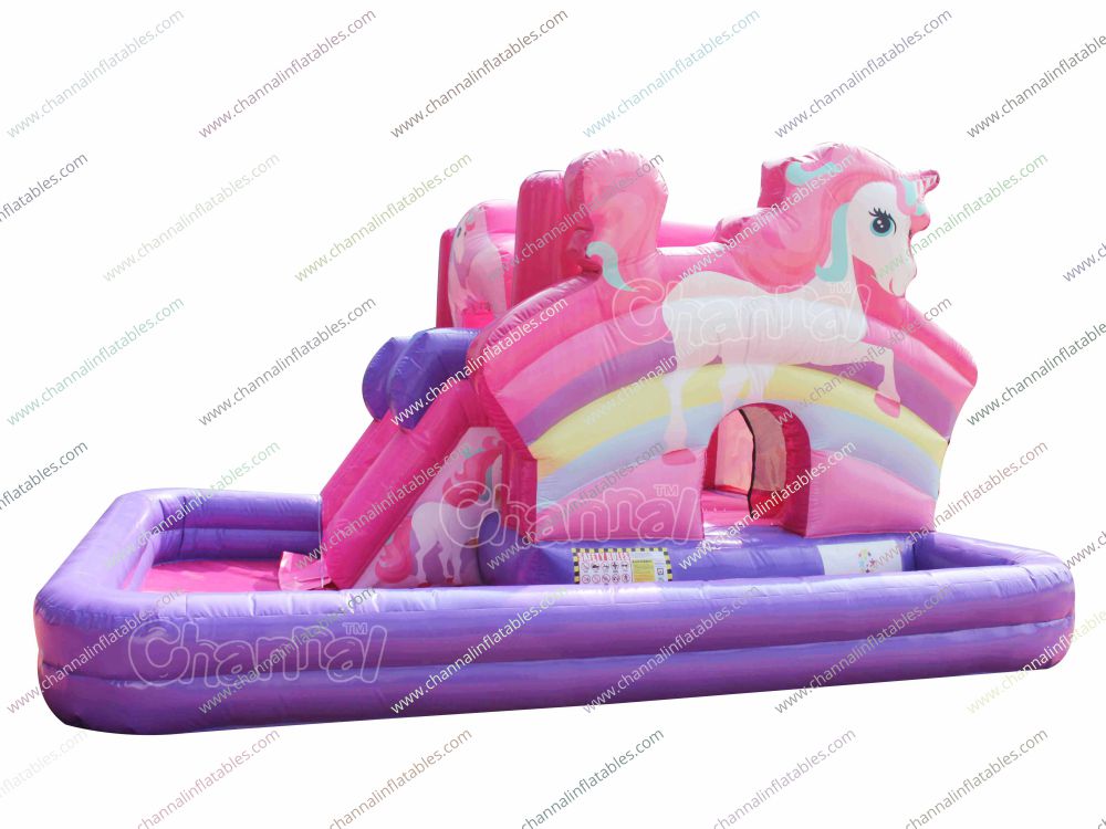 Pink Unicorn Water Slide Pool - Channal 
