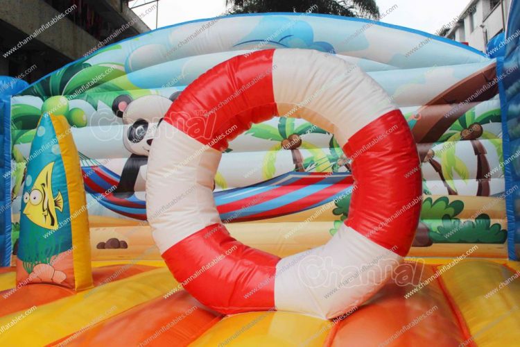 inflatable lifebuoy obstacle on panda theme inflatable jump