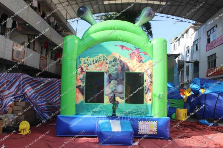 green Shrek bouncy castle