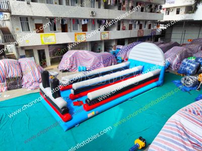 double lane inflatable tug and dunk bungee game