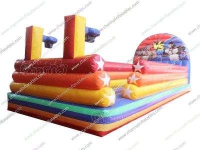 bungee run inflatable with basketball hoops