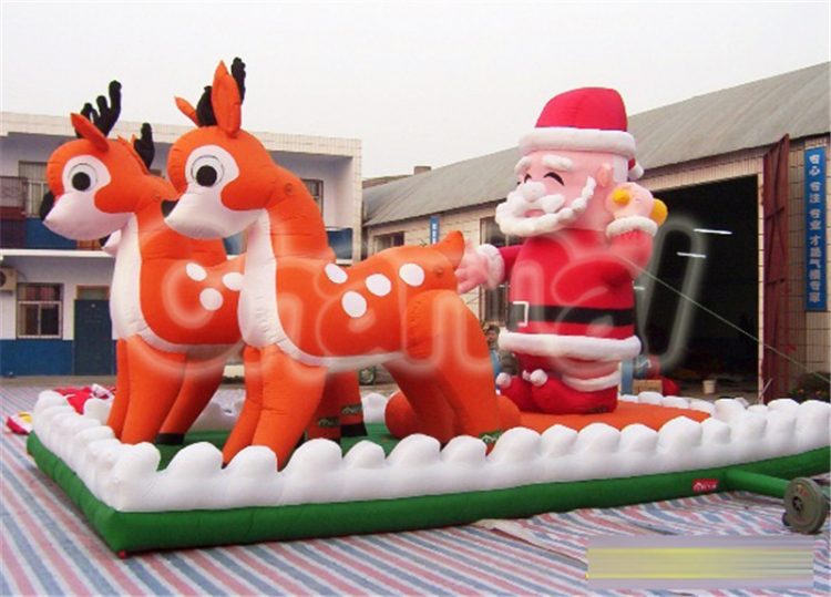 inflatable santa claus and reindeer