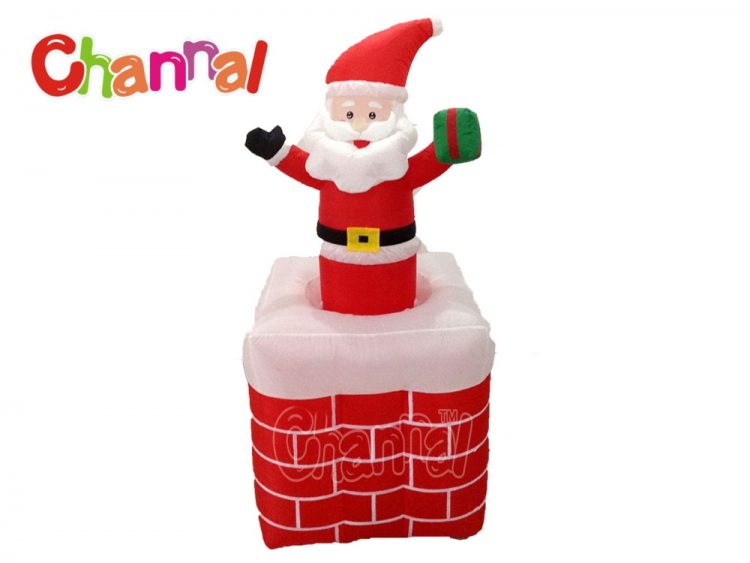 inflatable Santa in chimney up and down