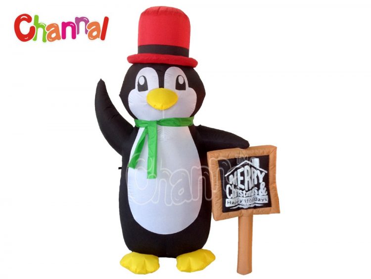 xmas inflatable penguin with chalk board