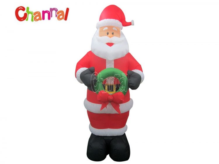 inflatable santa claus with garland