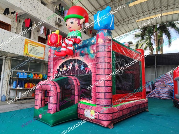 Christmas fireplace bounce house