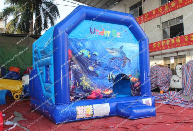 under the sea inflatable bounce house with slide