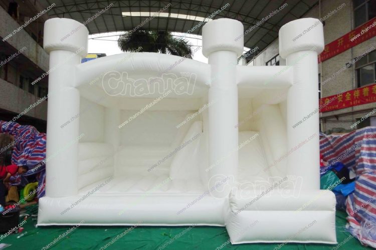 wedding white bounce house with slide