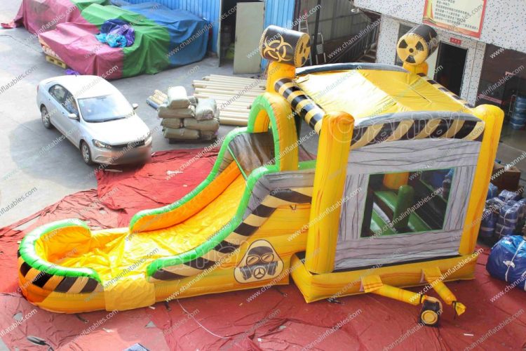 yellow toxic water slide inflatable combo bouncer