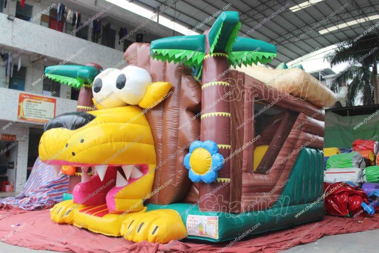 lion head combo inflatable with slide