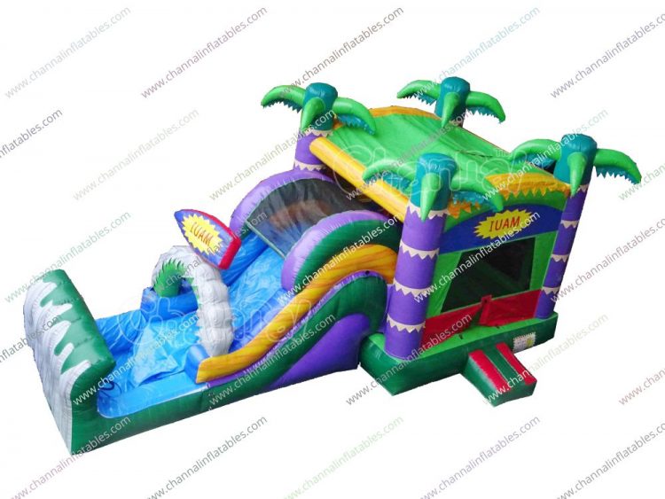 jungle theme inflatable water combo with water slide