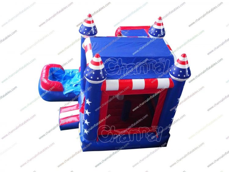 patriotic inflatable castle with slide