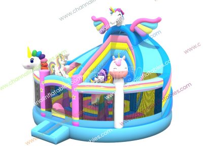 pony unicorn inflatable round combo