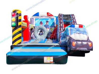 police arresting criminal theme inflatable combo