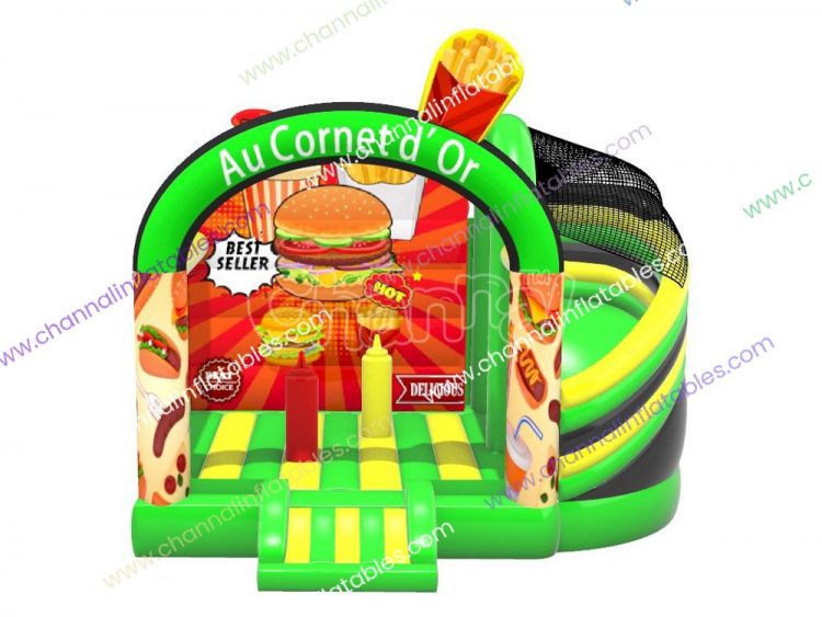 fast food inflatable combo with slide