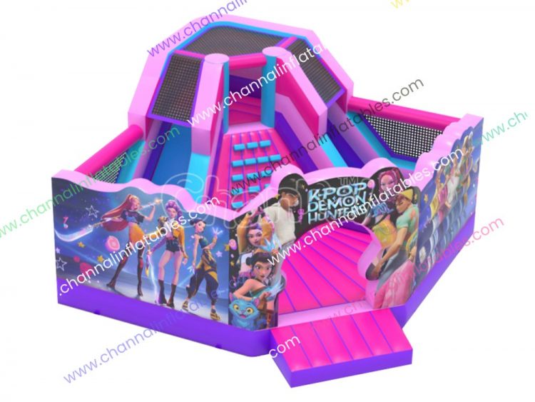 k-pop demon hunters theme inflatable double slide combo
