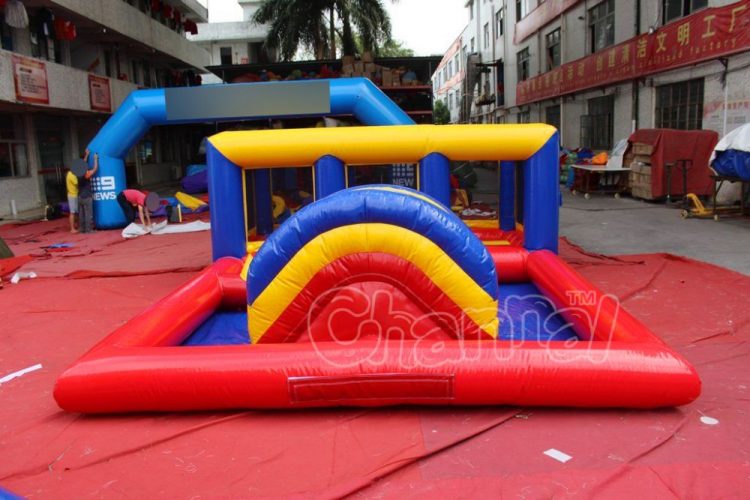 small inflatable slide in the ball pit