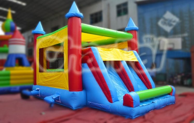 dual lane slide bouncy house castle