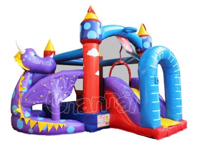 purple sky dragon inflatable bounce house with slide