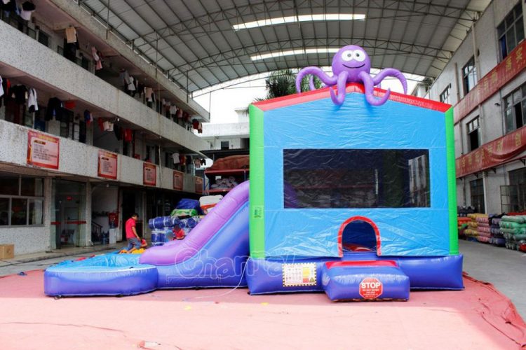 octopus themed bounce house water slide