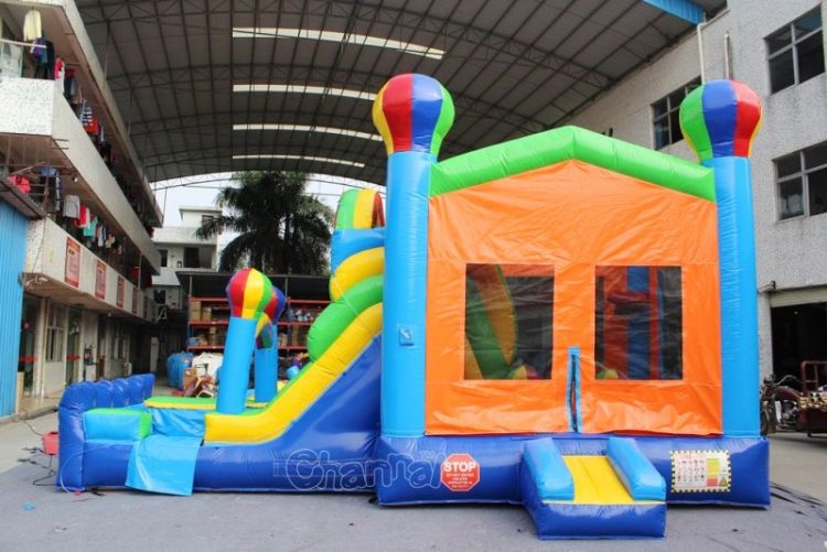 hot air balloon wet bounce house with slide