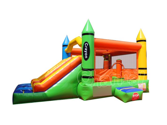 crayon theme inflatable combo with double slide