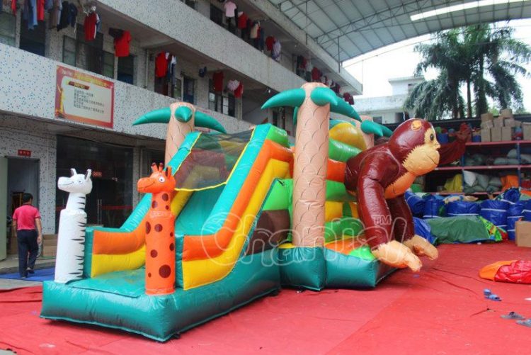 monkey bounce house combo with slide