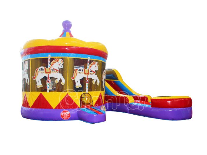 merry-go-round inflatable combo with water slide