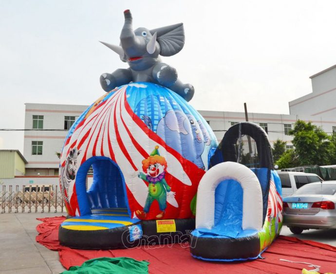 circus elephant show themed inflatable jumper house