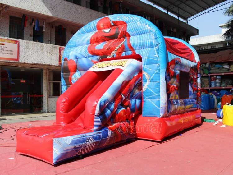 cheap spiderman inflatable bouncer with slide for small kids