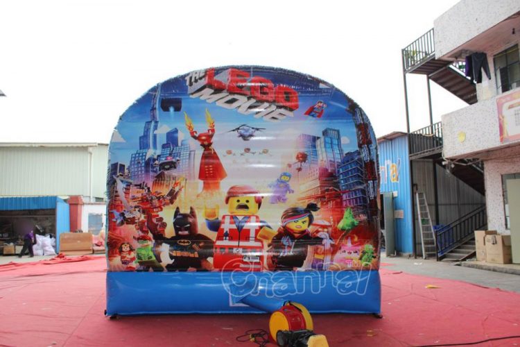 printed lego movie banner of bounce house