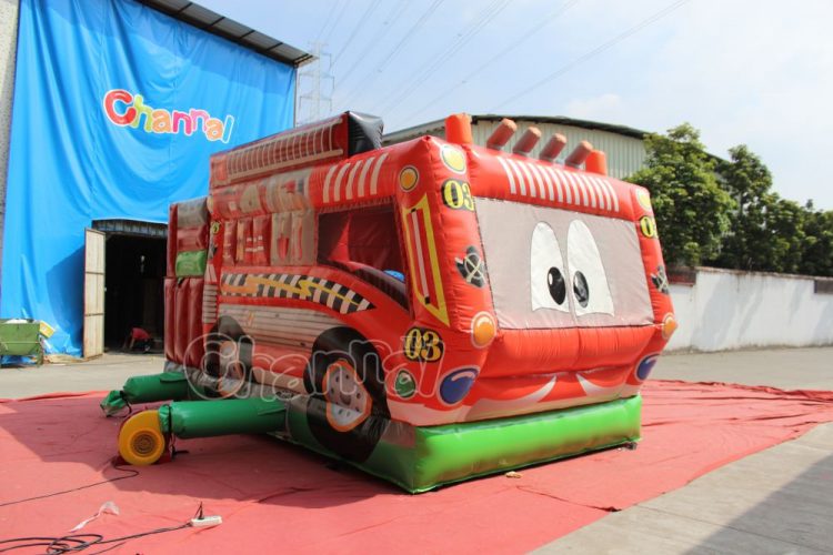 cartoon fire truck bouncy house for kids