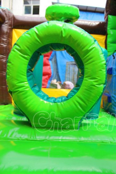 inflatable hole obstacle in the palm tree combo