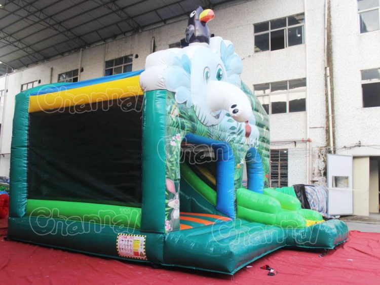 forest elephant inflatable combo with slide