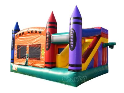 cheap commercial crayon bounce house with slide for sale