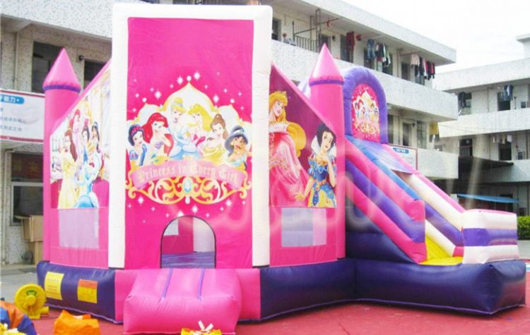 pink disney princess inflatable combo