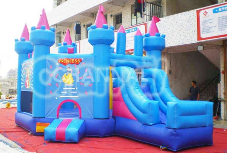 blue princess inflatable castle combo