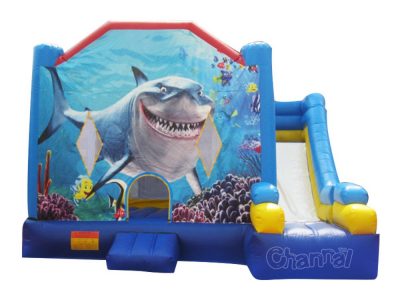 big shark theme inflatable combo