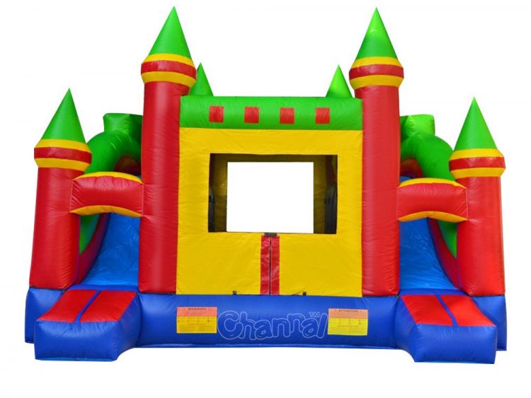 double slides castle inflatable combo