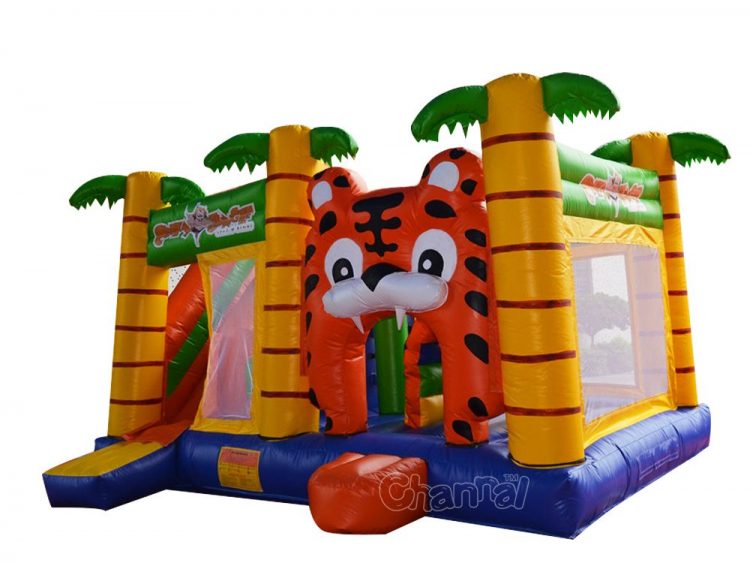 jungle tiger theme inflatable combo with slide