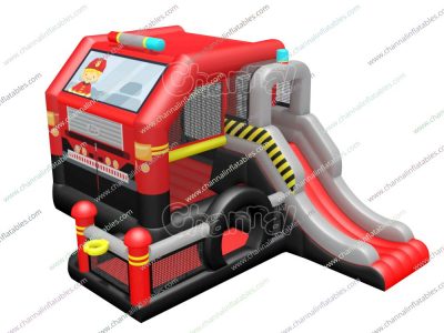 fire engine inflatable combo for kids