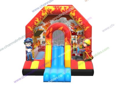 firefighting theme small inflatable combo